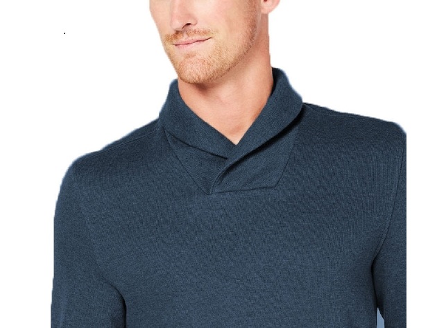 Tasso Elba Men's Shawl-Collar Pullover Sweater Navy Size Small