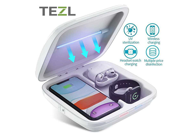 TEZL 4-in-1 Multi-Port Charging Station & Sanitation Box