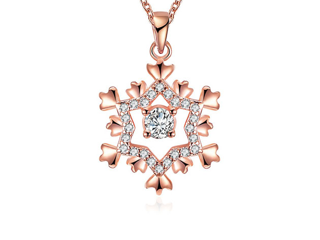 Center Snowflake Necklace Ft. Swarovski Elements (Rose Gold)