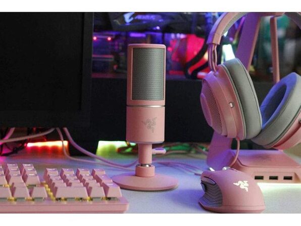 Razer Seiren X USB Streaming Microphone: Professional Grade - Built-in  Shock Mount - Supercardiod Pick-Up Pattern - Anodized Aluminum - Quartz Pink