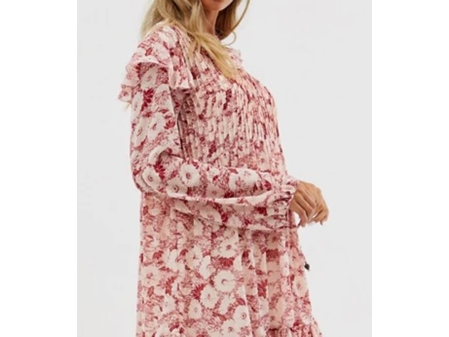 Free People Women's These Dreams Long Sleeve Minidress Red Size Small