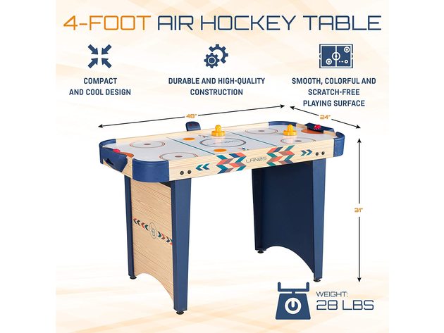 Lanos Air Hockey Table for Kids and Adults | 4 Foot Air Hockey Game Table-