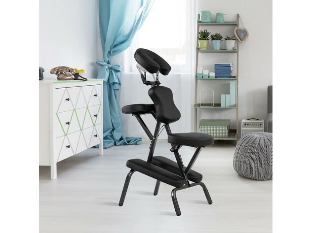 Costway Portable PU Leather Pad Travel Massage Tattoo Spa Chair w/ Carrying Bag - Black