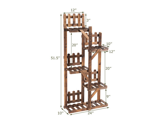 5-Tier Flower Rack Wood Plant Stand 6 Pots Display Shelf Multifunctional Rack