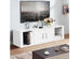 Costway Wall Mounted Floating Media Storage Cabinet Hanging Desk Hutch W/Door - White