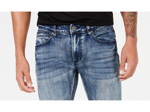 INC International Concepts Men's Stretch Slim Straight Jeans Blue Size 36X30