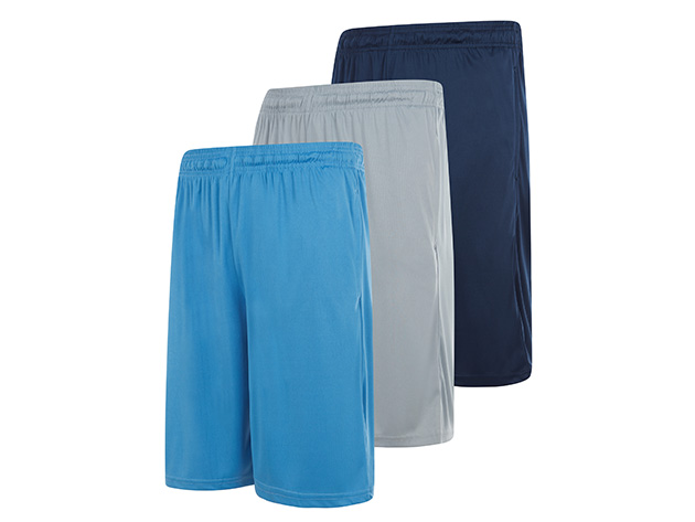 Athletic Shorts for Men with Pockets (3-Pack, Set F/Large)