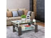 Wood Tempered Glass Top Coffee Table Rectangular w/ Shelf Home Furniture