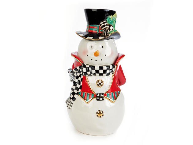 MacKenzie-Childs Top Hat Snowman Cookie Jar