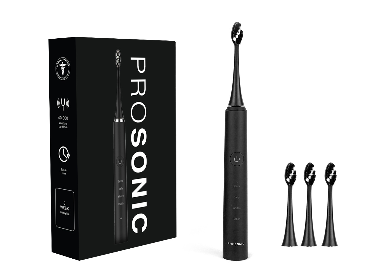 ProSonic Ultra Whitening Sonic Toothbrush with 4 Brush Heads: 2-Pack