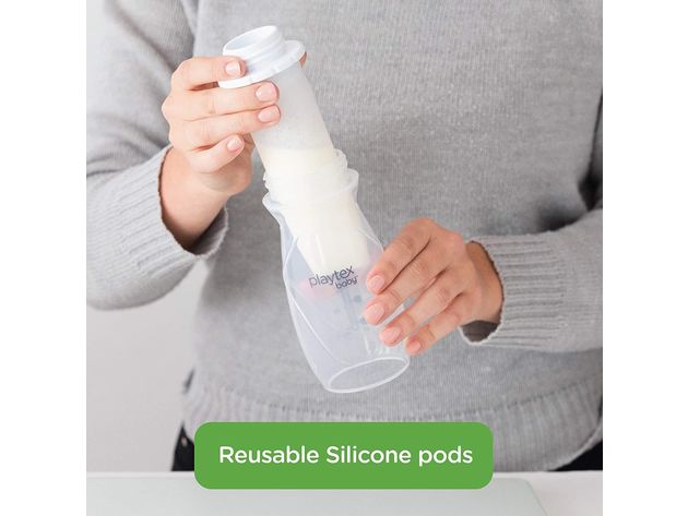 Playtex Baby Nurser Reusable Silicone Pods Breastmilk Storage and Air-Free Feeding, 6 Ounce, 6 Count