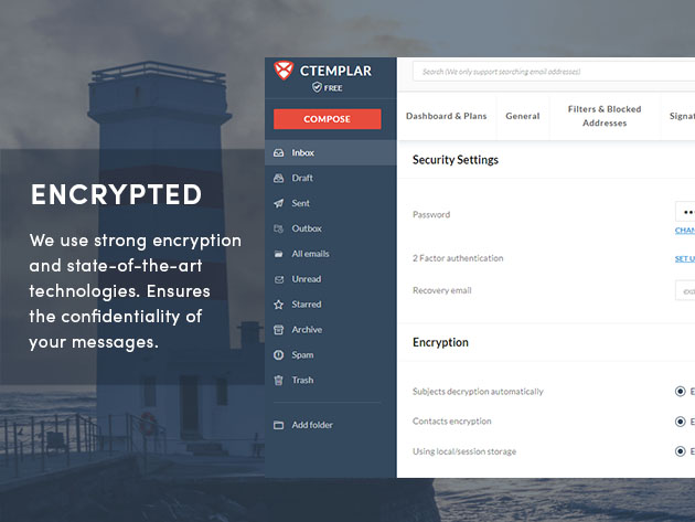 CTemplar End-to-End Encrypted Email Prime Plan: 5-Yr Subscription