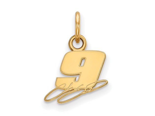 SS 14k Yellow Gold Plated Nascar Driver #9 XS (Tiny) Charm or Pendant