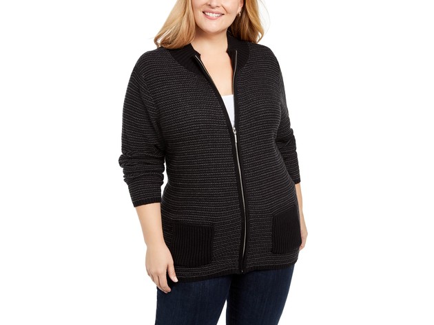 Karen scott sale zip front sweater