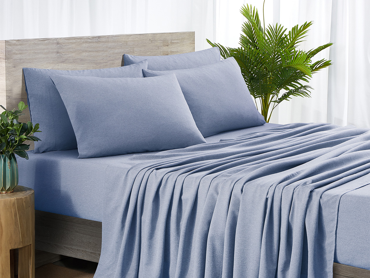 Bamboo Blend Chambray Sheet Set (Light Blue/Full)