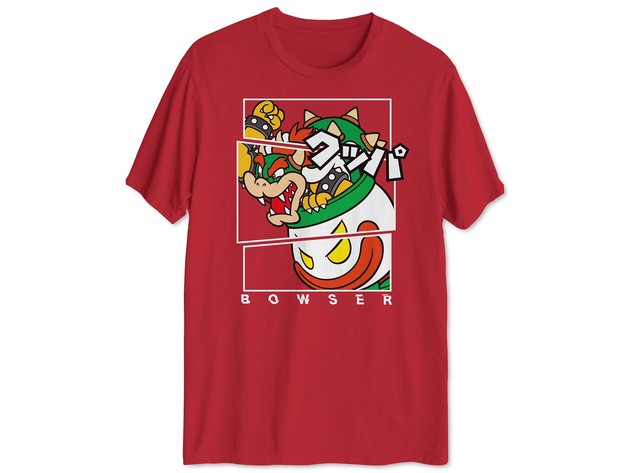 Fragmented Bowser Men's Graphic T-Shirt Red Size X-Large