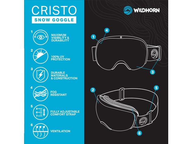 Wildhorn Cristo Ski Team Official Supplier Snow Goggles - StoneGray Silver (Refurbished, Open Retail Box)