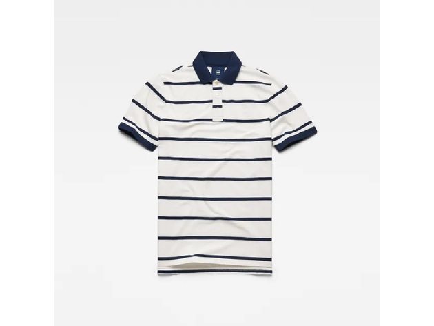 G-Star Raw Men's Fascia Striped Polo Shirt White Size Large
