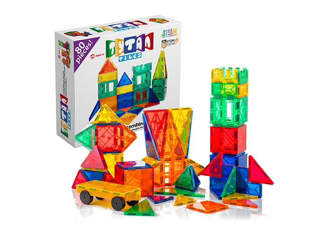 Tytan™ Magnetic Building Tiles with Carrying Bag (80 Pieces)