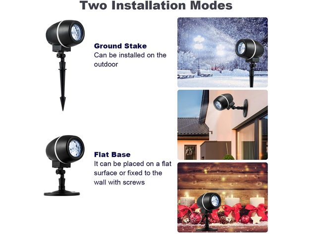 Costway Christmas Rotating Snowfall Projection Lights with Remote Control for Party