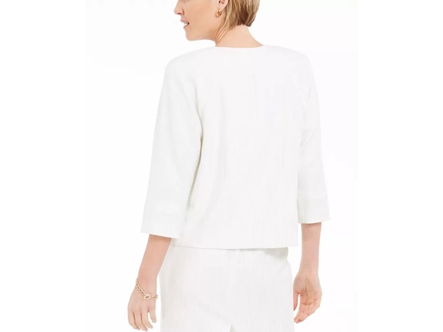 Kasper Petite Women's Textured Knit Jacket white Size 14