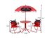 Costway Kids Patio Set Table And 2 Folding Chairs w/ Umbrella Beetle Outdoor Garden Yard Red