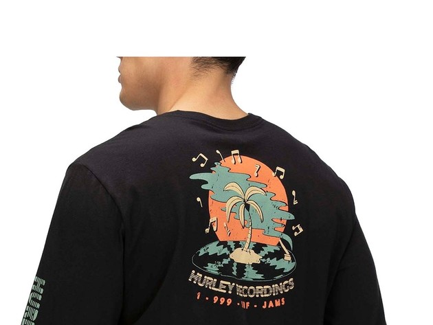 Hurley Men's Record Palms Long Sleeve T-Shirt Black Size XX-Large