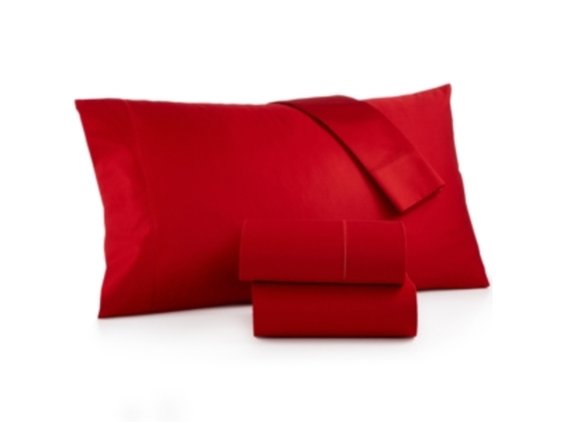 Charter Club Damask Solid 100% Supima Cotton 550 Thread Count 4 Piece King Sheet Set, Red