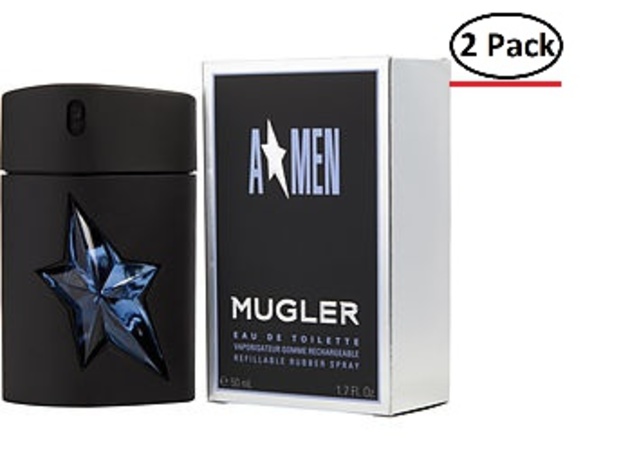 ANGEL by Thierry Mugler EDT SPRAY RUBBER BOTTLE REFILLABLE 1.7 OZ for MEN ---(Package Of 2)