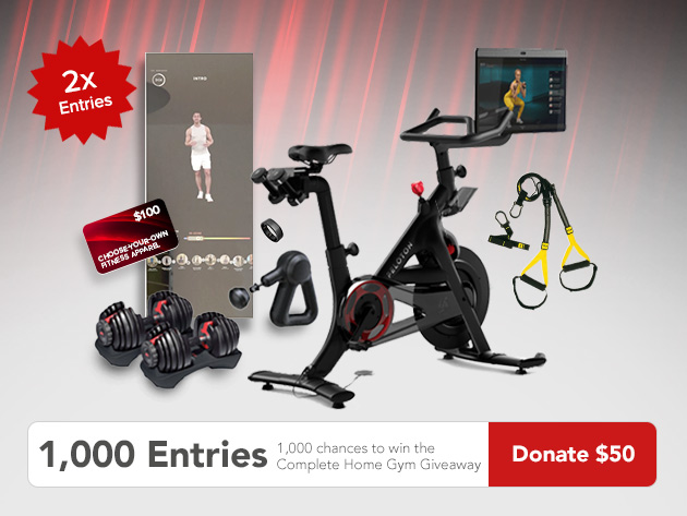 1000 Entries to Win the Complete Home Gym Giveaway Ft. Peloton & Donate to Charity