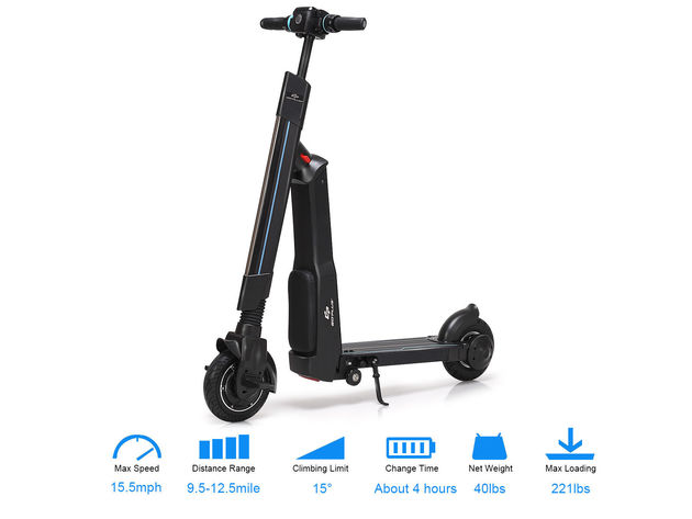 Goplus LED Bluetooth Folding Electric Scooter with Removable Seat Speed Up to 15.5 MPH Black