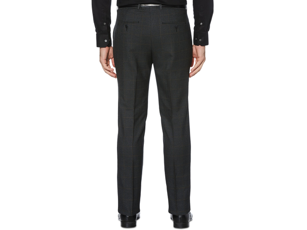 Perry Ellis Men's Portfolio Slim Fit Large Windowpane Dress Pants Brindle White Size 36X32