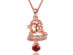 14K Gold Plated Dangling Jingle Bells Necklace with Red Swarovski Crystal (Rose Gold)