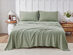 Kathy Ireland 4 Piece Heathered Jersey Knit Cotton Sheet Set (Full/Olive)