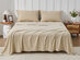 Kathy Ireland 4 Piece Heathered Jersey Knit Cotton Sheet Set (Queen/Oatmeal)