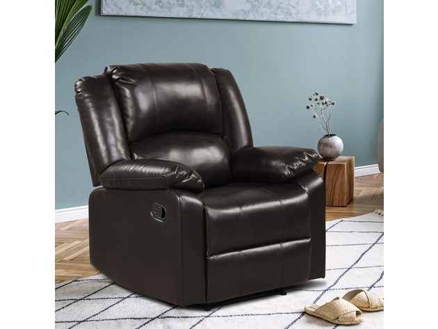 Costway Recliner Chair Lounger Single Sofa Home Theater Seating w/Footrest Brown - Brown