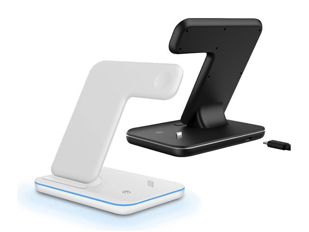 3-in-1 Fast Wireless USB Charging Dock Station for iPhone (White)