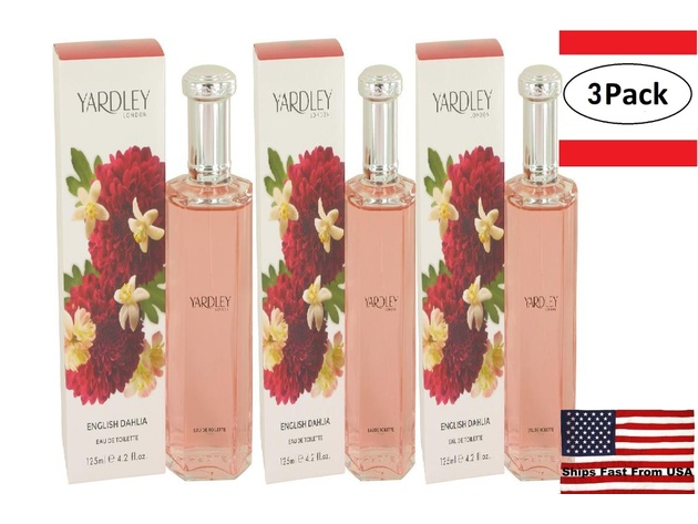 3 Pack English Dahlia by Yardley London Eau De Toilette Spray 4.2 oz for Women