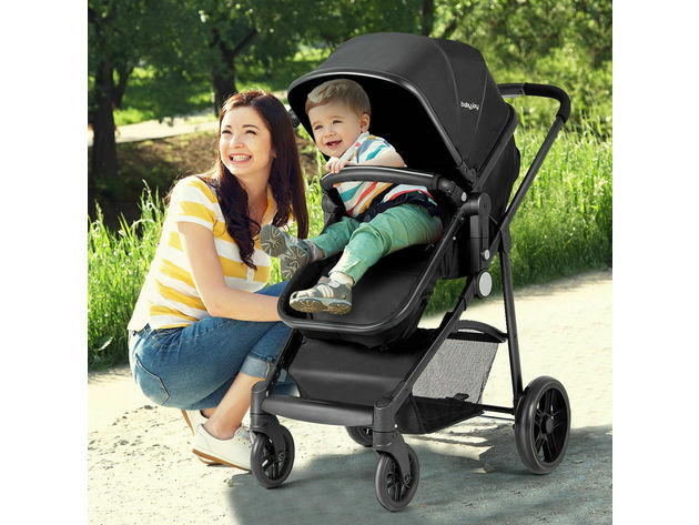 Costway 2 In1 Foldable Baby Stroller Kids Travel Newborn Infant Buggy Pushchair - Black