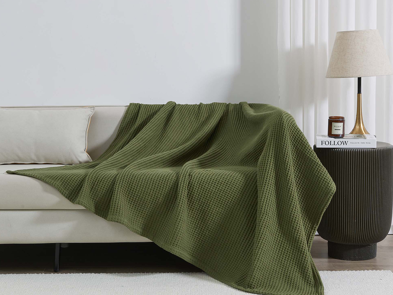 Vintage Cotton Waffle Blanket