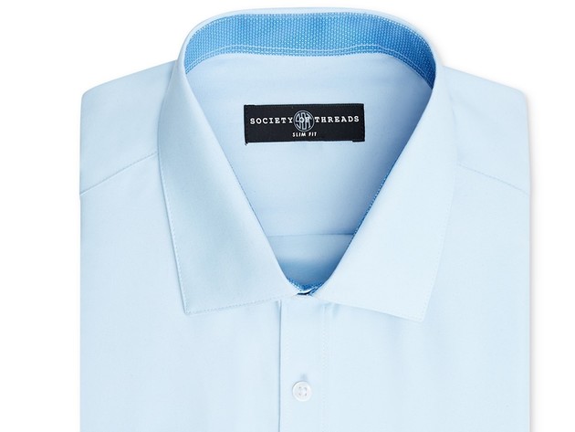 Tasso Elba Men's Regular Fit Non-Iron Fine Herringbone French Cuff Dress Shirt Blue Size Extra Large