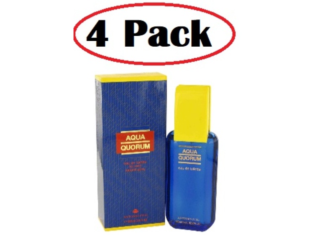4 Pack of AQUA QUORUM by Antonio Puig Eau De Toilette Spray 3.4 oz