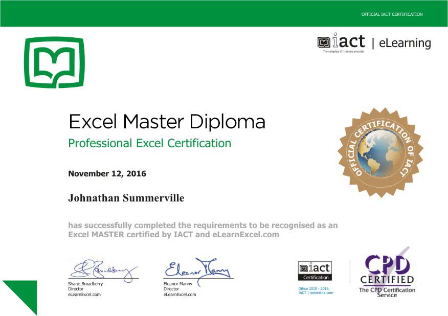 Excel Master Diploma - Data Analysts