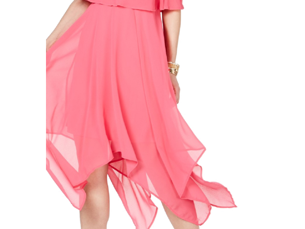 Thalia Sodi Women's Chain Neck Off The Shoulder Maxi Dress Pink Size Extra Small