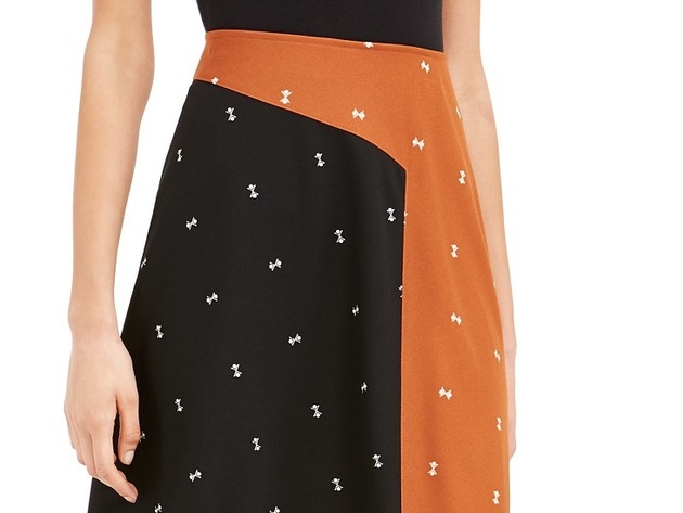 Alfani Women's Asymmetrical Twin-Print Skirt Brown Size 16