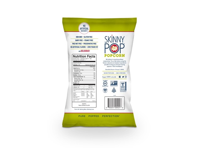 SkinnyPop 100 Calorie Original Skinny Pack, 100% Natural, Non GMO and Gluten Free, 6 Count