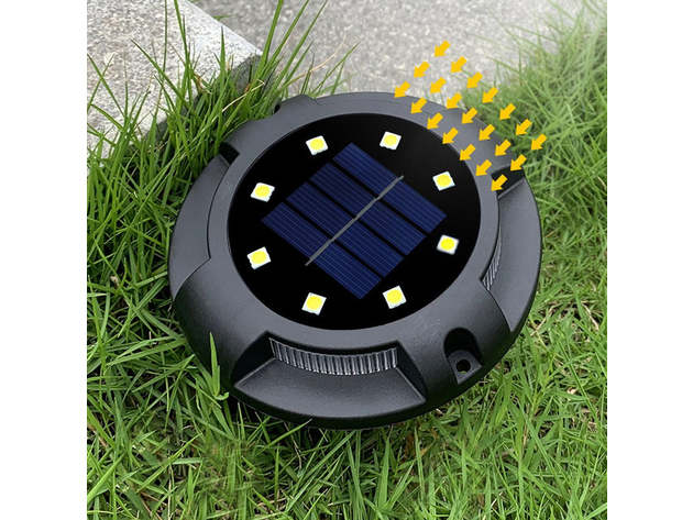 Solar Powered Waterproof In-Ground LED Disk Light (8-Pack)