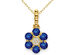 3/5 Carat (ctw) Natural Blue Sapphire Flower Pendant Necklace in 14K Yellow Gold and Chain