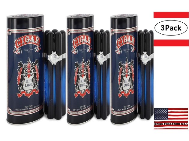 3 Pack Cigar Blue Label by Remy Latour Eau De Toilette Spray 3.3 oz for Men