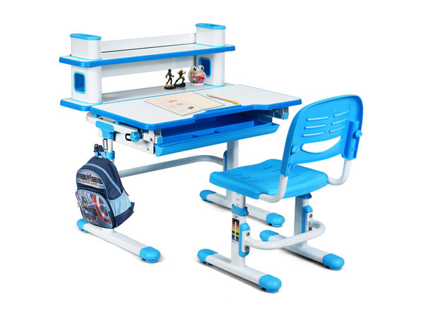Costway Children S Desk Chair Set Height Adjustable Study Table Bluepink Blue Stacksocial